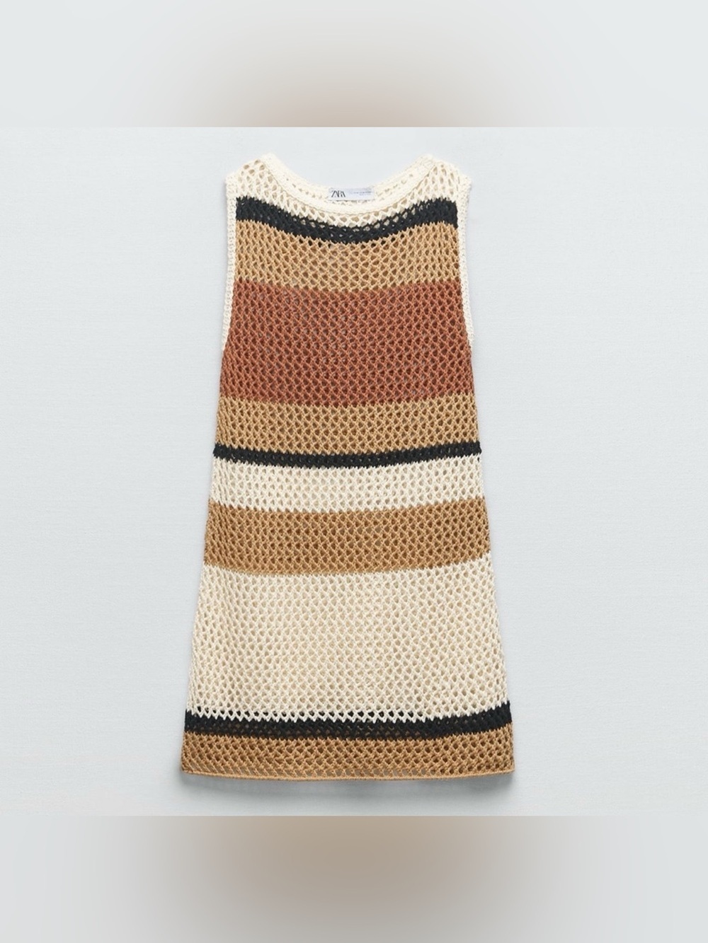 Zara striped knit Cover Up mini Dress, Size‎ L